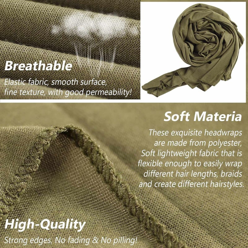PWEOUKE Head Wraps for Black Women African Head Wrap Lightweight for Women Long Plain Turban Hair Scarf Scarves - Image 3